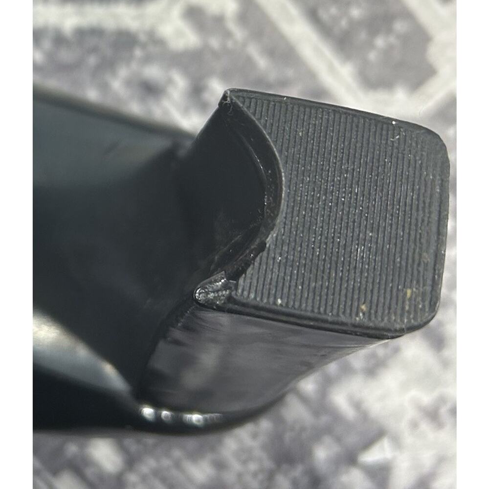 Etienne Aigner Black Patent Peep Toe Buckle Block Heel Pumps 7.5 - Picture 8 of 8